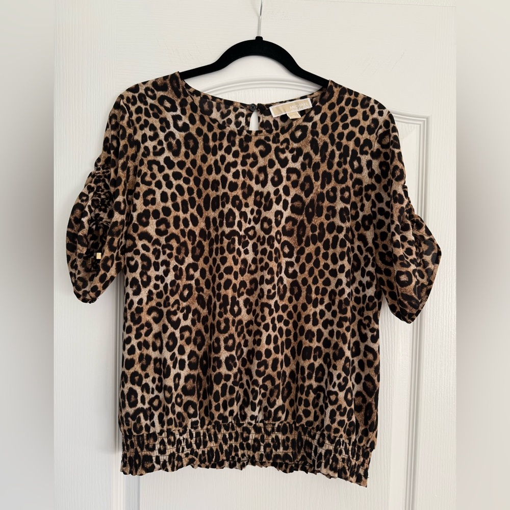 Michael Kors Leopard Print Women's Blouse Sz L